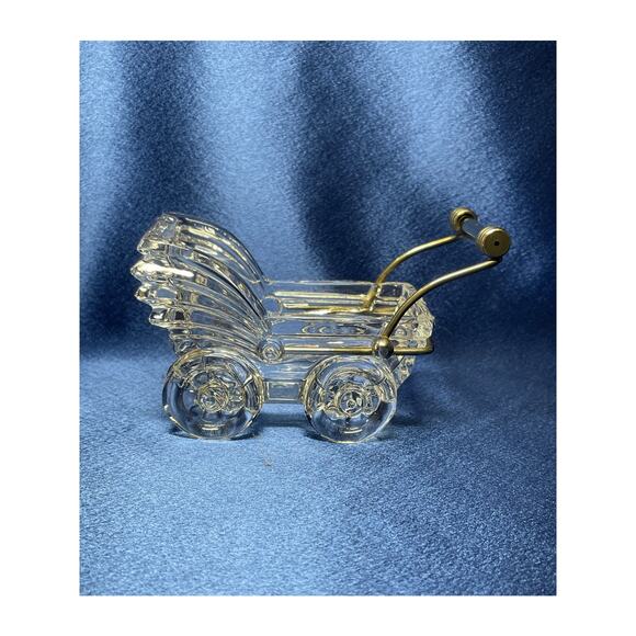 Miniature Kristacolor Leaded Chrystal Baby Buggy Carriage - Picture 1 of 6